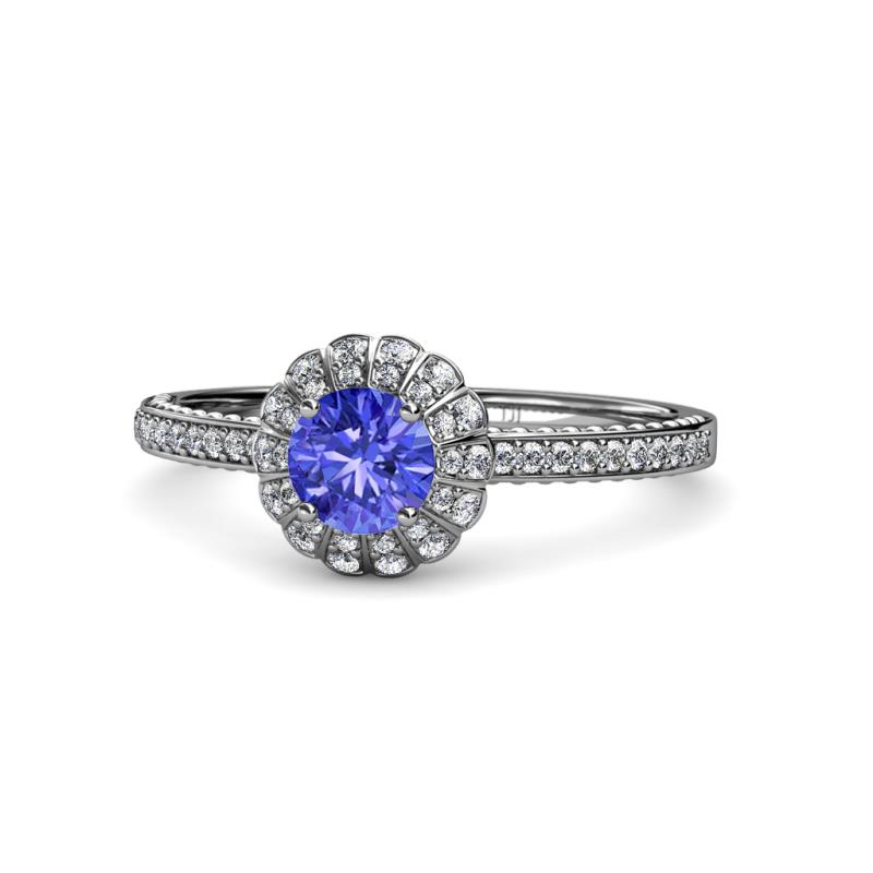 Jolie Signature Tanzanite and Diamond Floral Halo Engagement Ring 