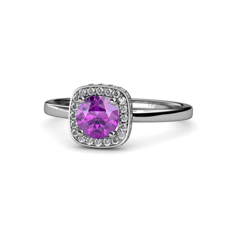 Alaina Signature Amethyst and Diamond Halo Engagement Ring 