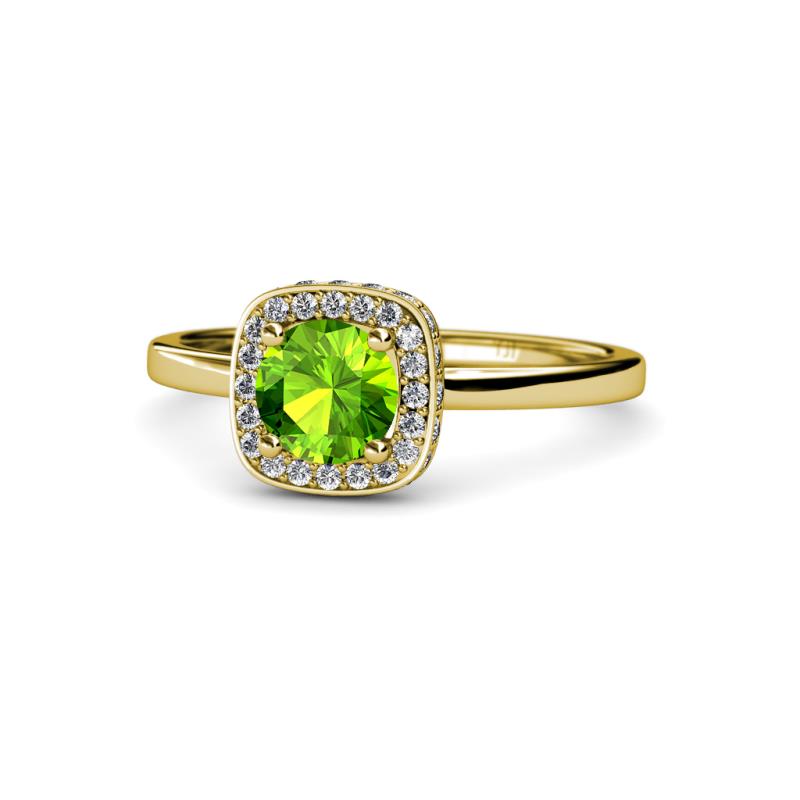 Alaina Signature Peridot and Diamond Halo Engagement Ring 