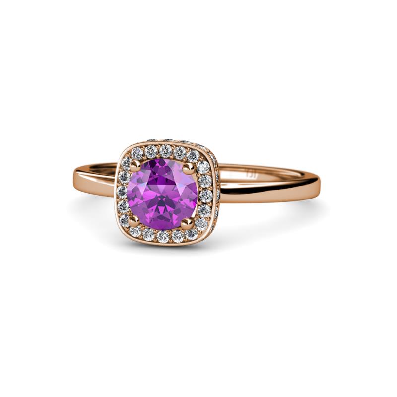 Alaina Signature Amethyst and Diamond Halo Engagement Ring 