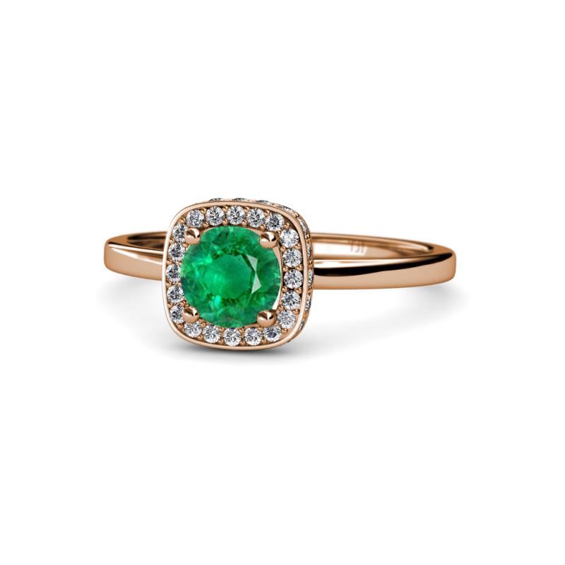 Alaina Signature Emerald and Diamond Halo Engagement Ring 