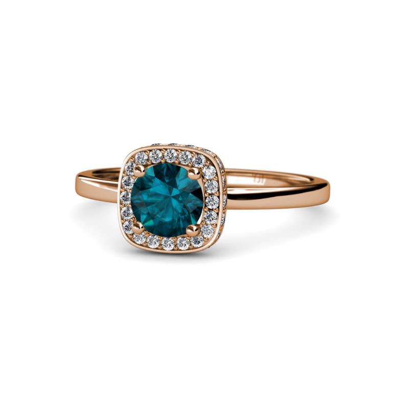 Alaina Signature London Blue Topaz and Diamond Halo Engagement Ring 