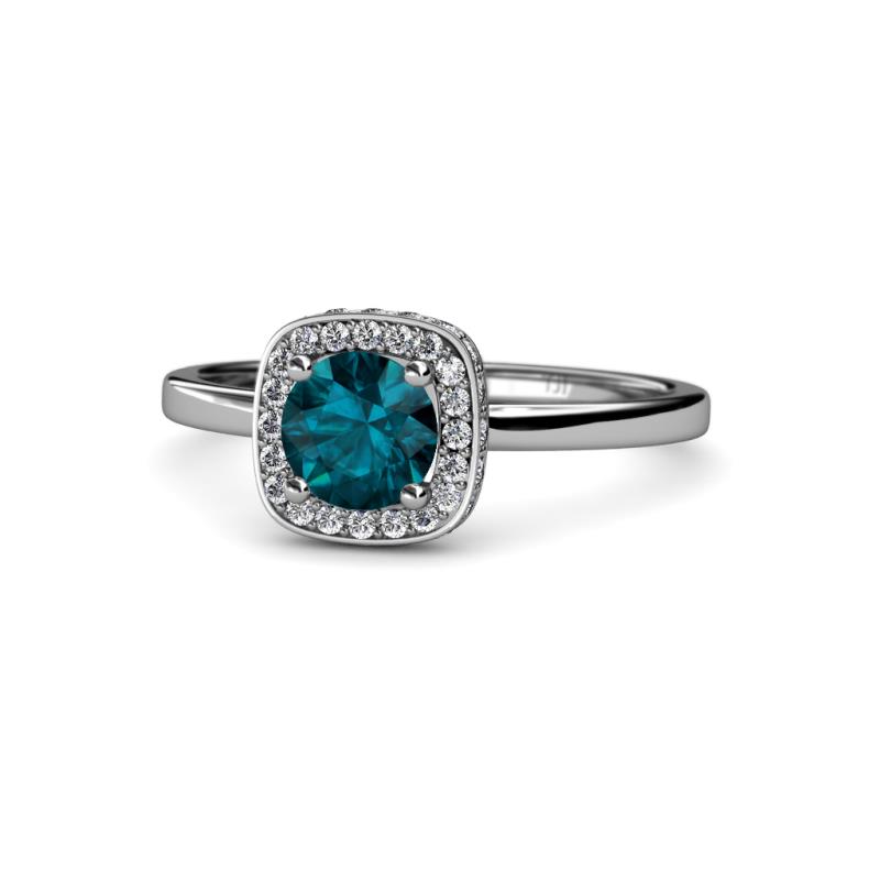 Alaina Signature London Blue Topaz and Diamond Halo Engagement Ring 