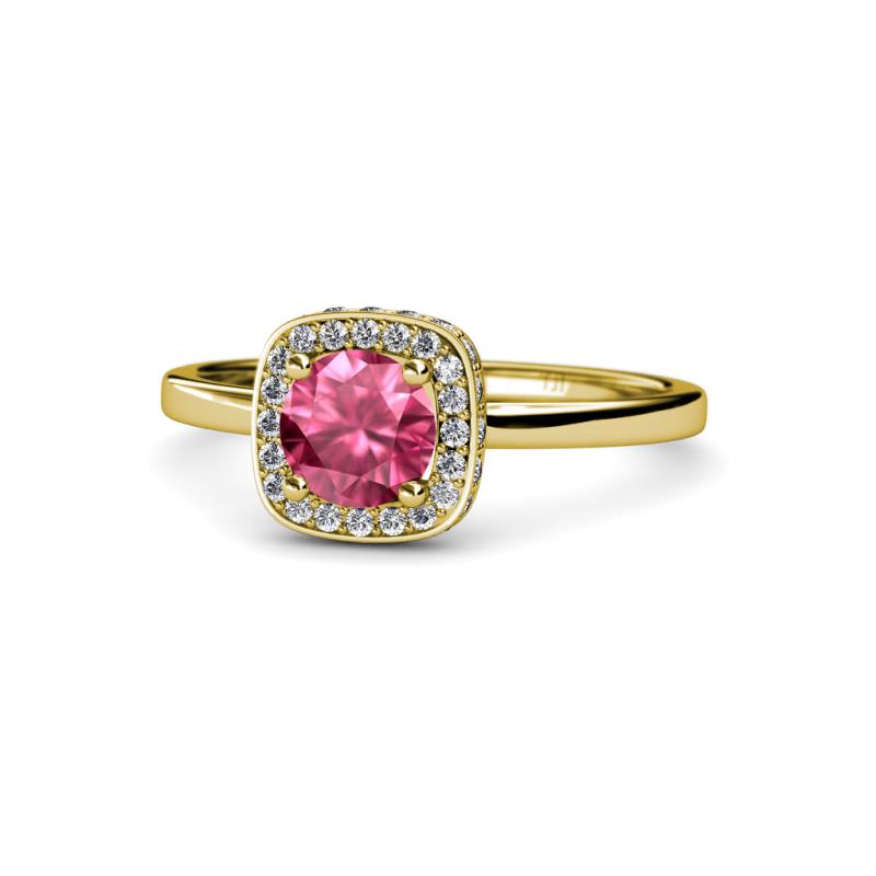 Alaina Signature Pink Tourmaline and Diamond Halo Engagement Ring 