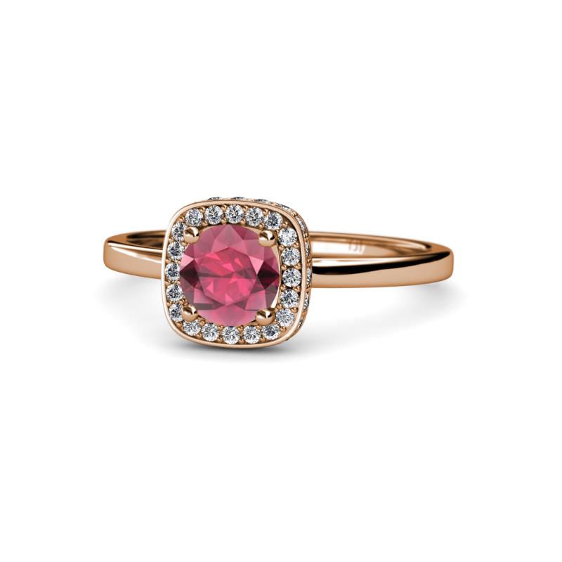 Alaina Signature Rhodolite Garnet and Diamond Halo Engagement Ring 