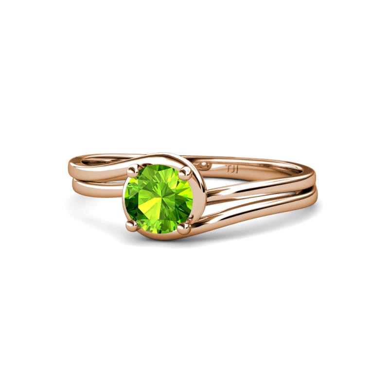 Elena Signature 5.50 mm Round Peridot Bypass Solitaire Engagement Ring 