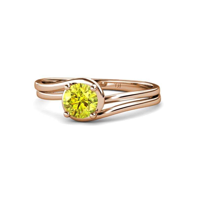 Elena Signature 5.50 mm Round Yellow Diamond Bypass Solitaire Engagement Ring 