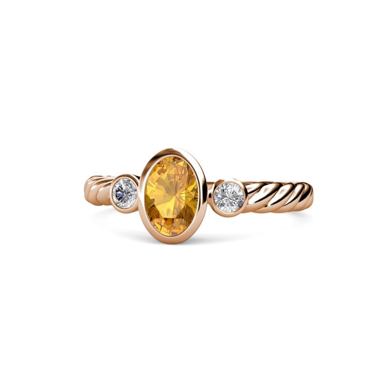 Carolyn Oval Cut Citrine and Diamond Three Stone Engagement Ring 