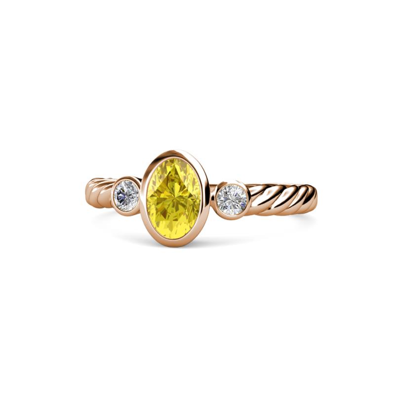 Carolyn Oval Cut Yellow Sapphire and Diamond Three Stone Engagement Ring 
