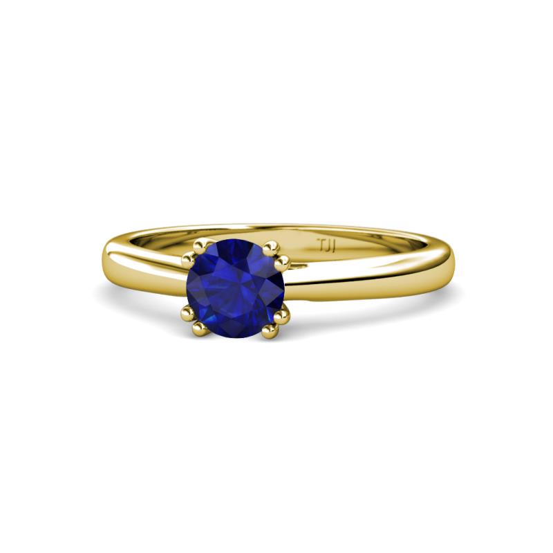 Alaya Signature 6.00 mm Round Blue Sapphire 8 Prong Solitaire Engagement Ring 