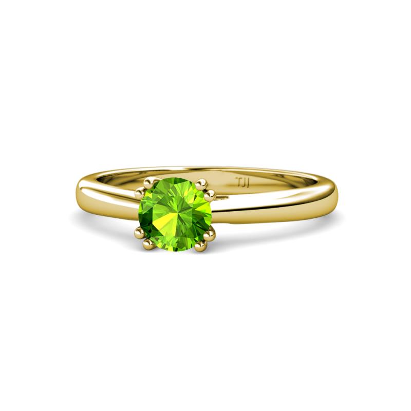 Alaya Signature 6.50 mm Round Peridot 8 Prong Solitaire Engagement Ring 