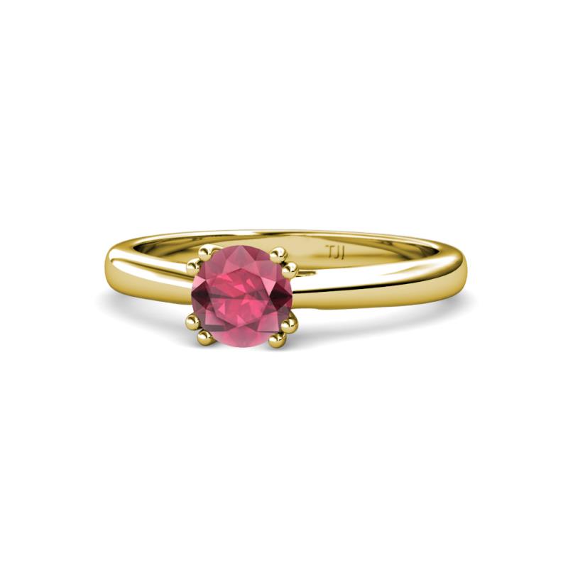 Alaya Signature 6.50 mm Round Rhodolite Garnet 8 Prong Solitaire Engagement Ring 