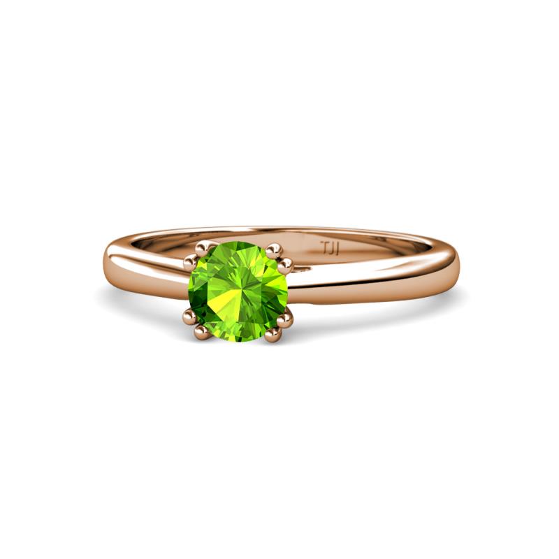Alaya Signature 6.50 mm Round Peridot 8 Prong Solitaire Engagement Ring 
