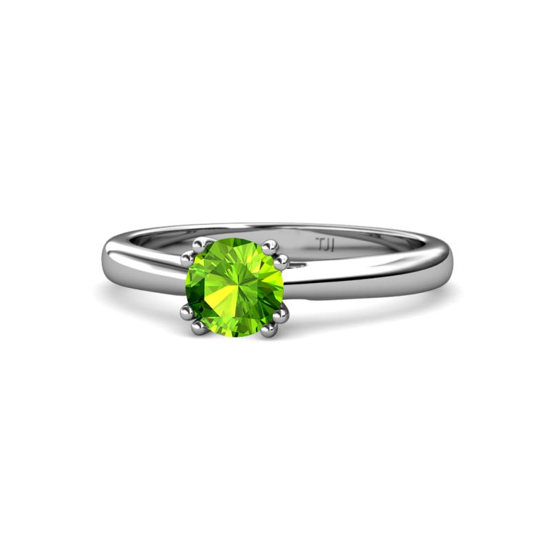 Alaya Signature 6.50 mm Round Peridot 8 Prong Solitaire Engagement Ring 