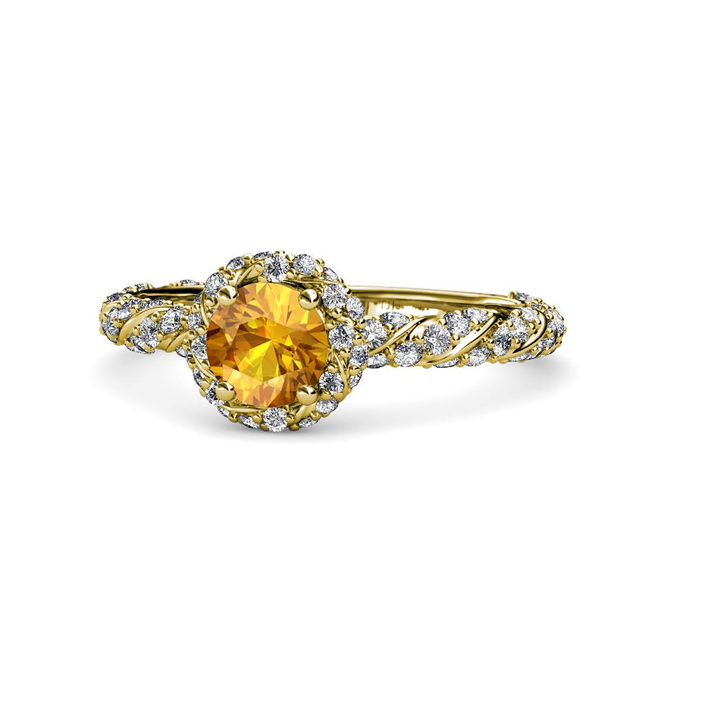 Allene Signature Citrine and Diamond Halo Engagement Ring 