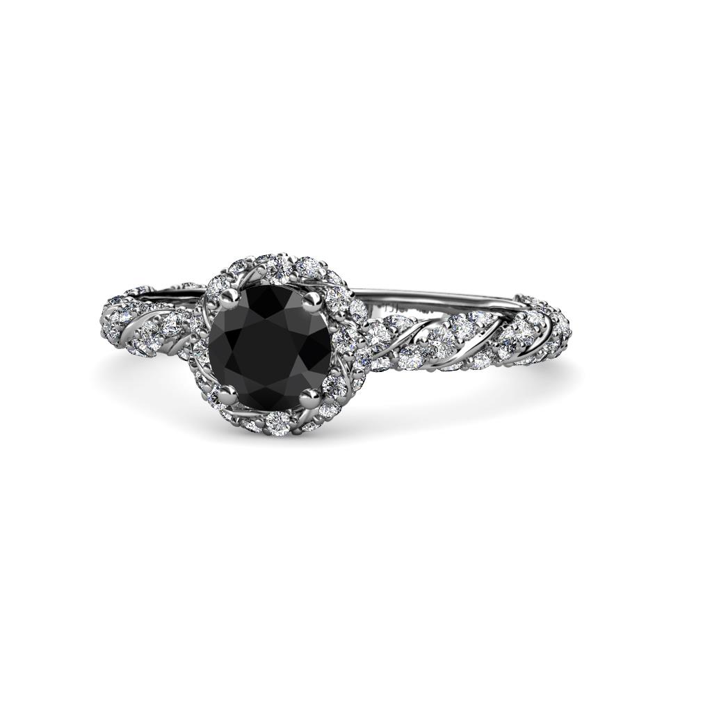Allene Signature Black and White Diamond Halo Engagement Ring 