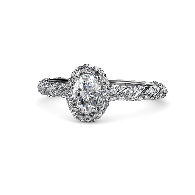 Allene Signature Oval Cut Diamond Halo Engagement Ring 