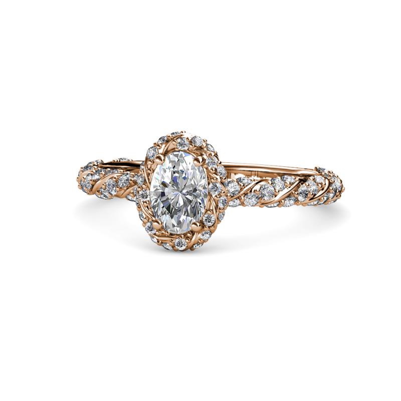 Allene Signature Oval Cut Diamond Halo Engagement Ring 