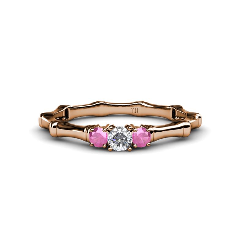 Twyla 0.30 ctw Natural Diamond (3.40 mm) and Pink Sapphire Three Stone Engagement Ring  