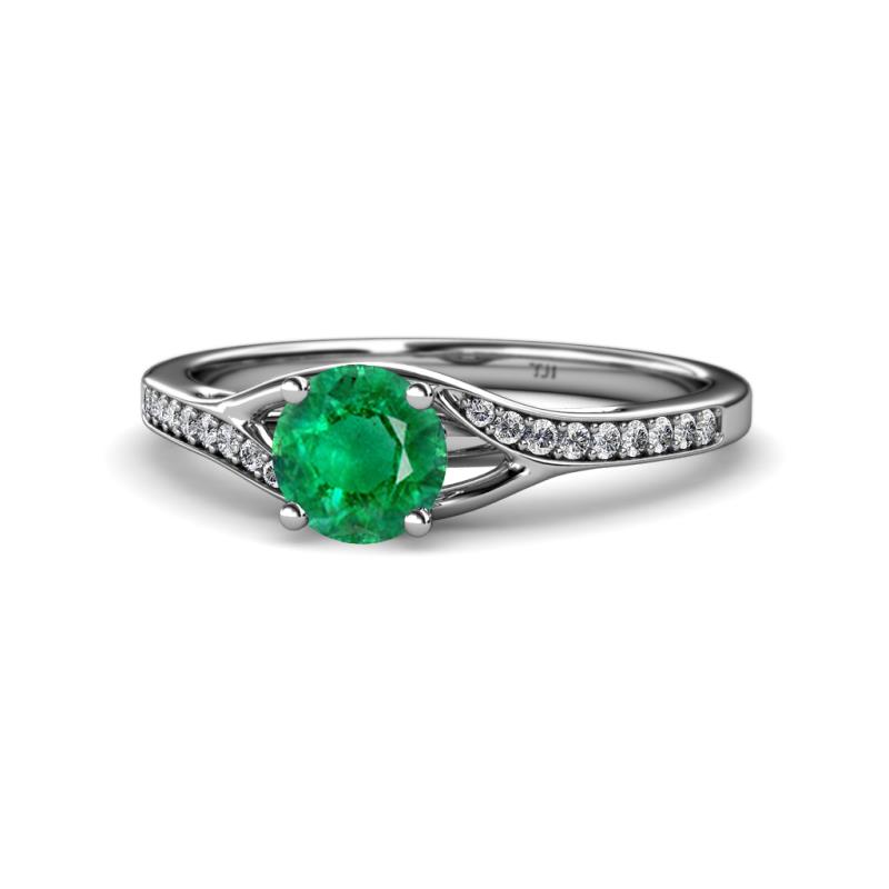 Grianne Signature Emerald and Diamond Engagement Ring 