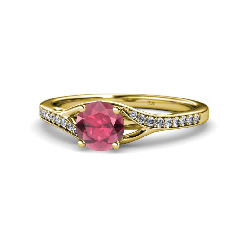 Grianne Signature Rhodolite Garnet and Diamond Engagement Ring 