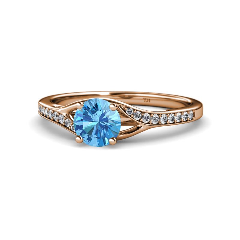 Grianne Signature Blue Topaz and Diamond Engagement Ring 