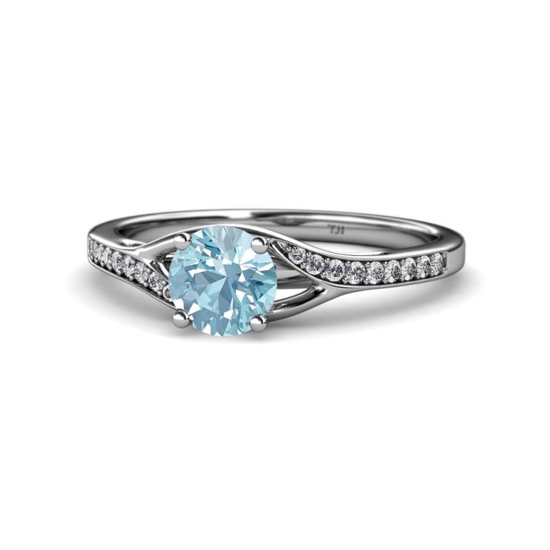 Grianne Signature Aquamarine and Diamond Engagement Ring 
