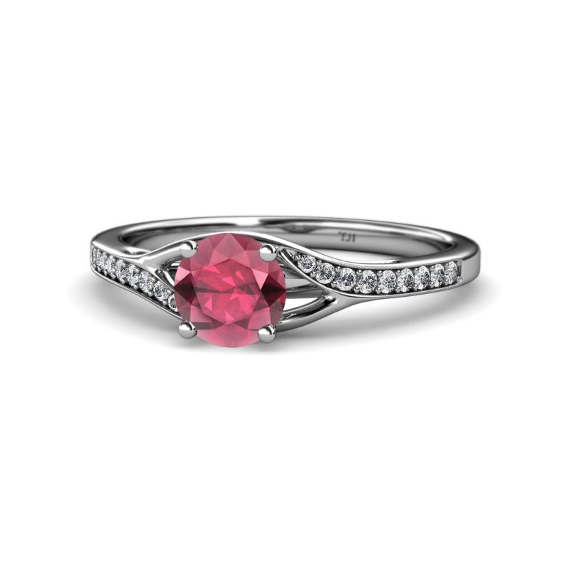 Grianne Signature Rhodolite Garnet and Diamond Engagement Ring 
