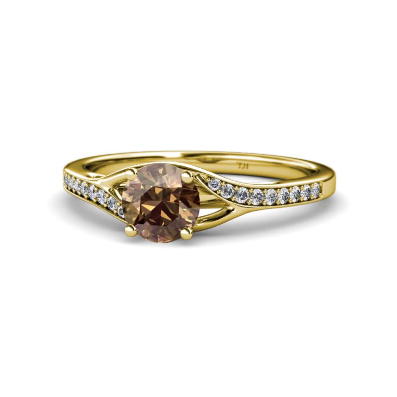 Grianne Signature Smoky Quartz and Diamond Engagement Ring 