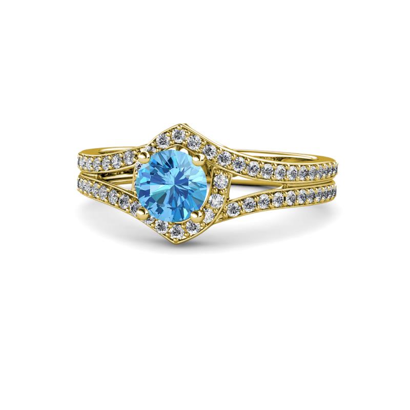 Meryl Signature Blue Topaz and Diamond Engagement Ring 