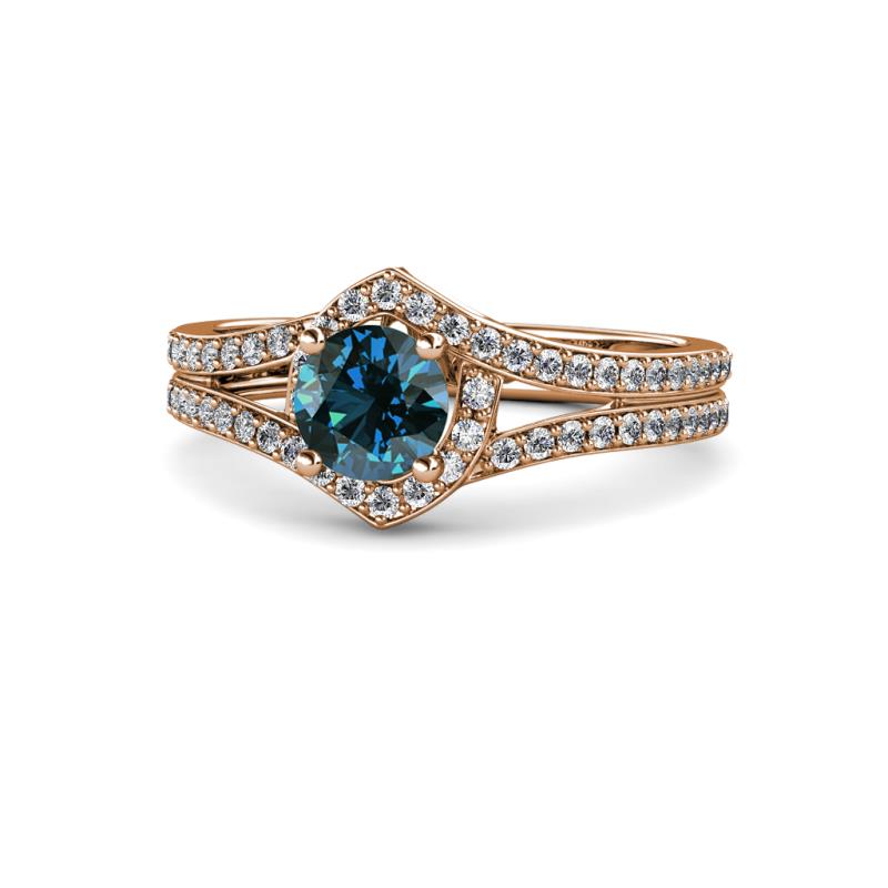 Meryl Signature Blue and White Diamond Engagement Ring 