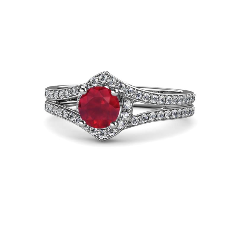 Meryl Signature Ruby and Diamond Engagement Ring 