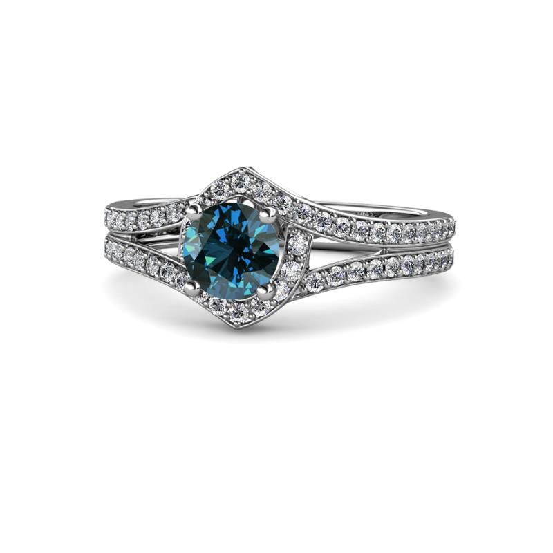 Meryl Signature Blue and White Diamond Engagement Ring 