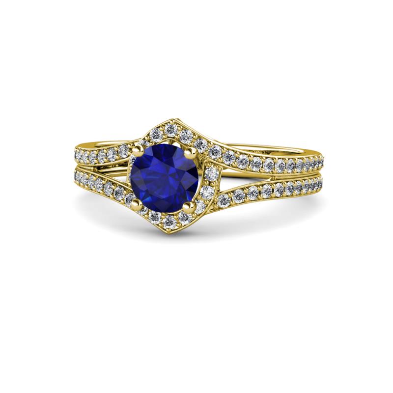 Meryl Signature Blue Sapphire and Diamond Engagement Ring 