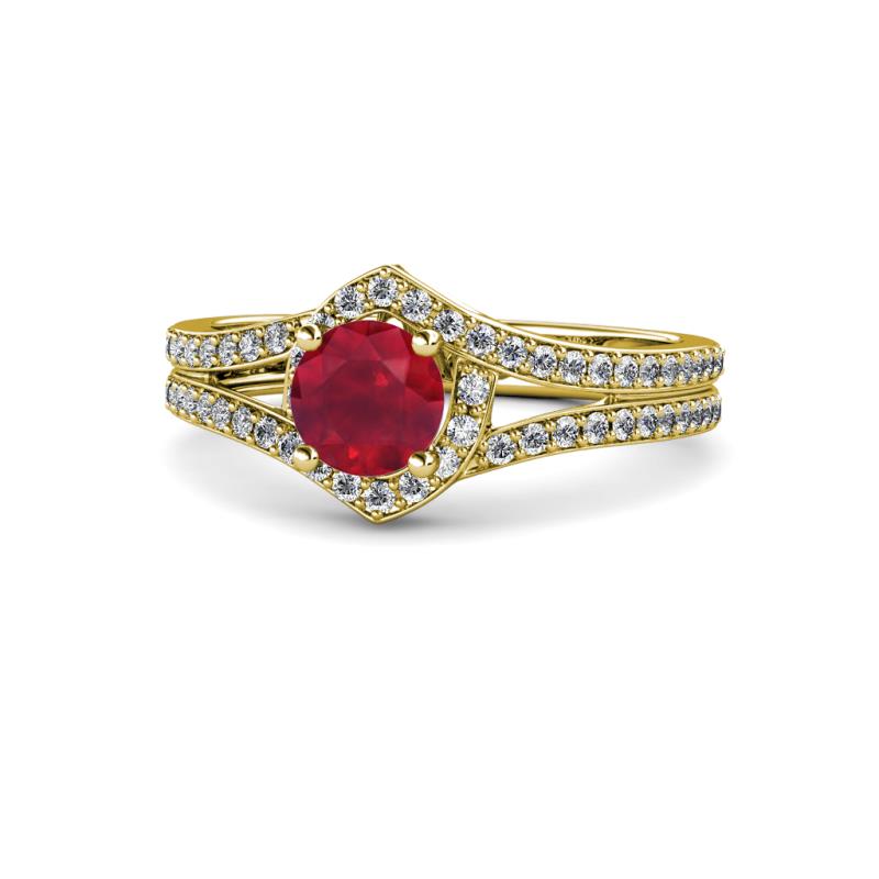Meryl Signature Ruby and Diamond Engagement Ring 