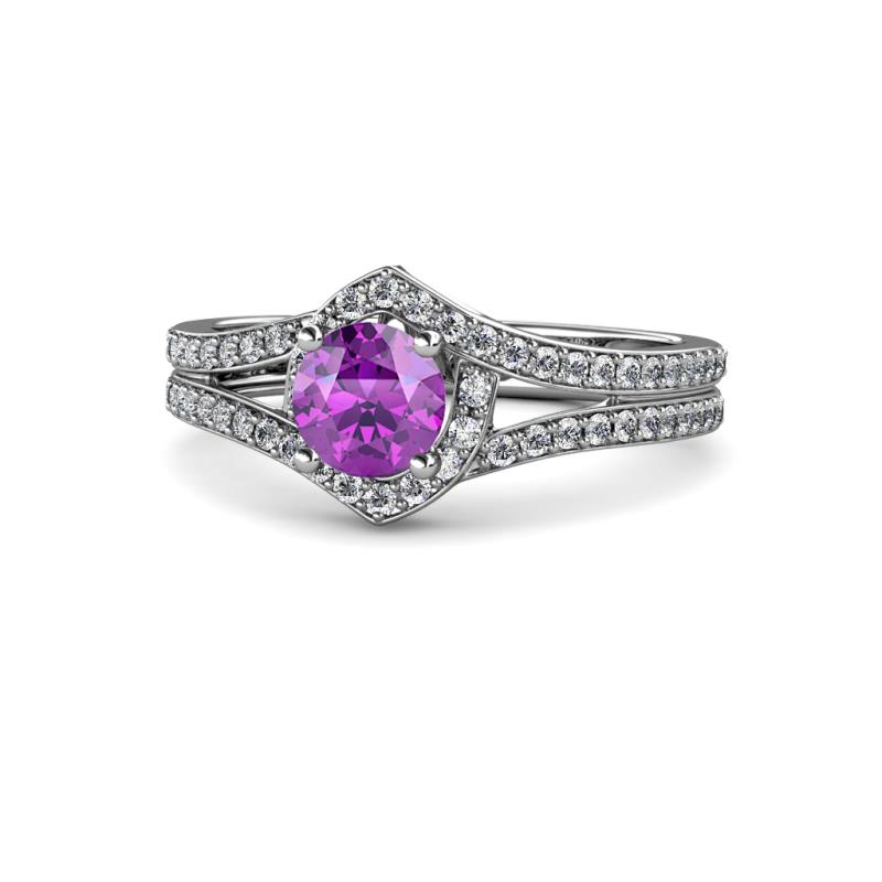 Meryl Signature Amethyst and Diamond Engagement Ring 