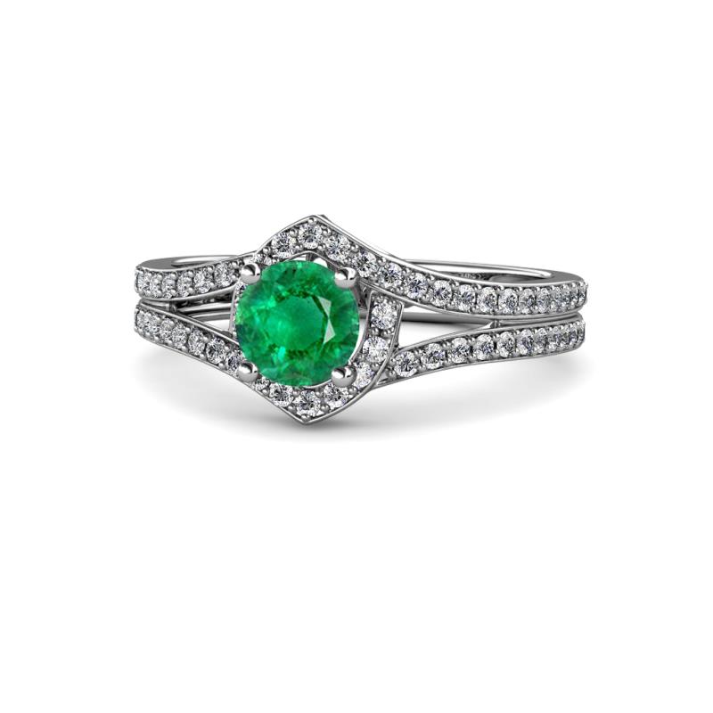 Meryl Signature Emerald and Diamond Engagement Ring 