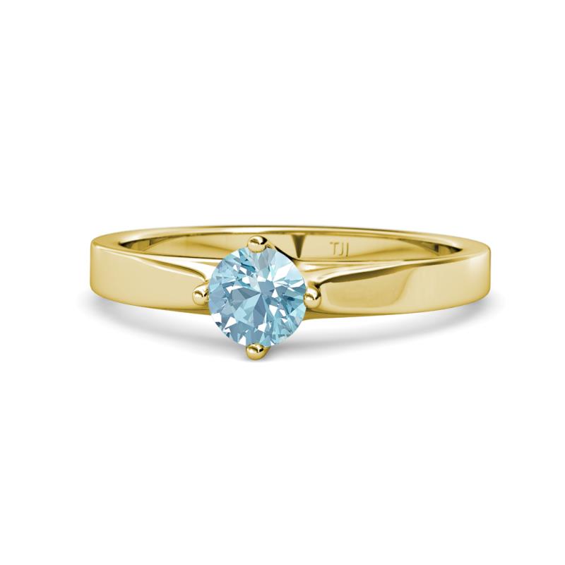 Neve Signature Aquamarine 4 Prong Solitaire Engagement Ring 