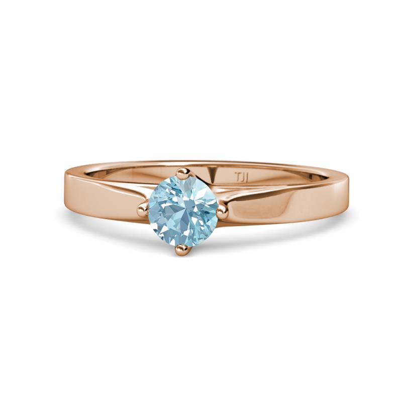 Neve Signature Aquamarine 4 Prong Solitaire Engagement Ring 