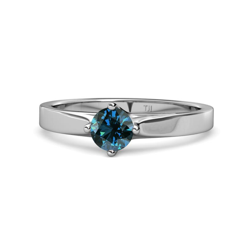 Neve Signature Blue Diamond 4 Prong Solitaire Engagement Ring 