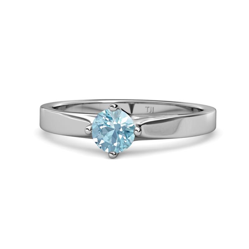 Neve Signature Aquamarine 4 Prong Solitaire Engagement Ring 