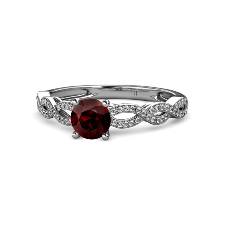 Anwil Signature Red Garnet and Diamond Engagement Ring 