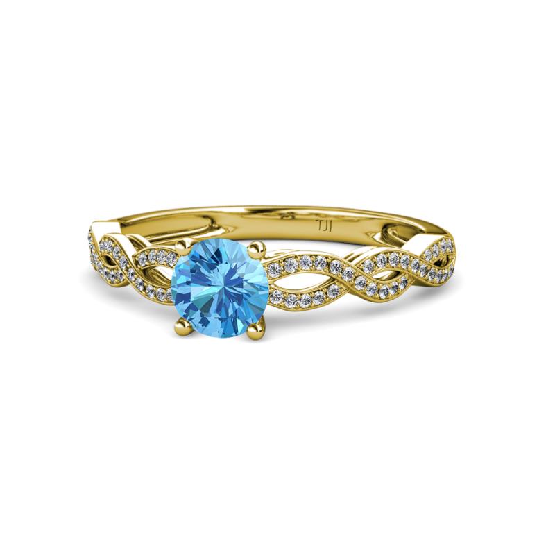 Anwil Signature Blue Topaz and Diamond Engagement Ring 