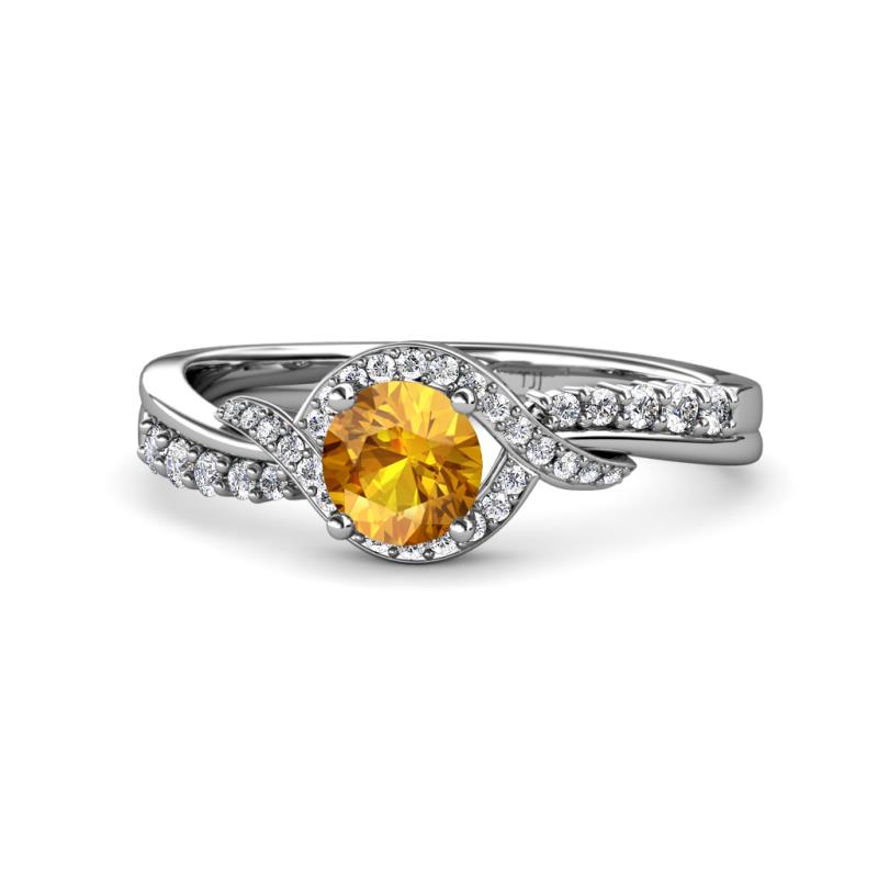 Nebia Signature Citrine and Diamond Bypass Womens Engagement Ring 