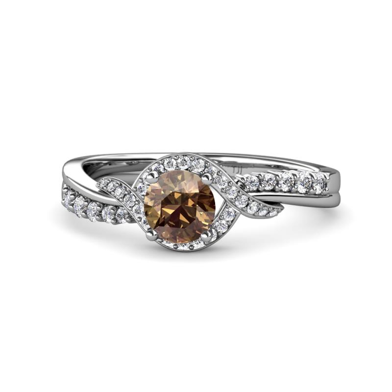 Nebia Signature Smoky Quartz and Diamond Bypass Womens Engagement Ring 