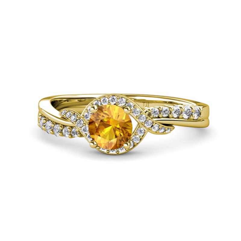 Nebia Signature Citrine and Diamond Bypass Womens Engagement Ring 