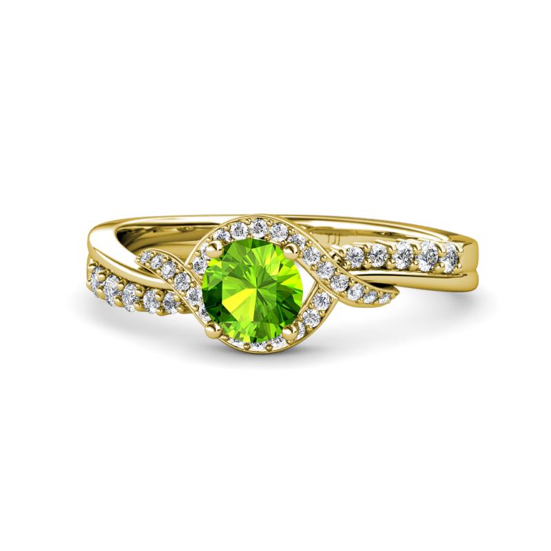 Nebia Signature Peridot and Diamond Bypass Womens Engagement Ring 
