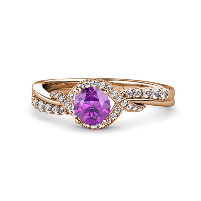 Nebia Signature Amethyst and Diamond Bypass Womens Engagement Ring 