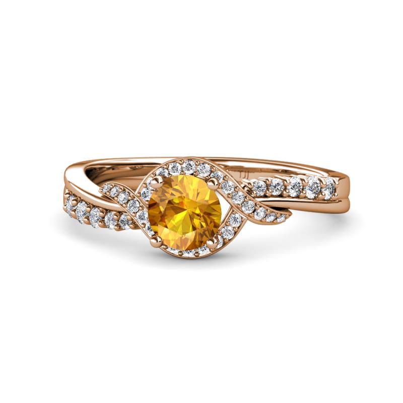 Nebia Signature Citrine and Diamond Bypass Womens Engagement Ring 