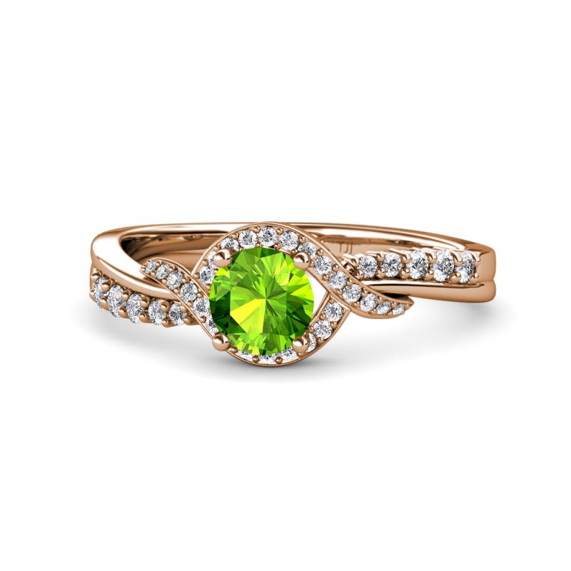 Nebia Signature Peridot and Diamond Bypass Womens Engagement Ring 